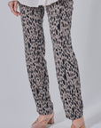 Nara Printed Straight Cut Pants in Grey