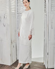 Janna Long Modern Kurung in Off White