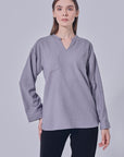 Romi V Neck Blouse in Grey