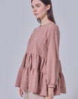 Daisy Tier Top In Dusty Brown