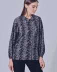 Dini Printed Collar Blouse in Black