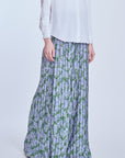Pleated Palazzo In Printed Steel Blue