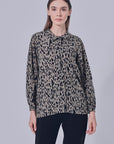 Lesti Printed Collar Blouse in Grey