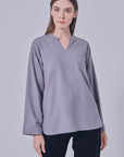 Romi V Neck Blouse in Grey