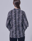 Dini Printed Collar Blouse in Black