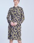 Long Shirt Twisted Knot in Printed Green