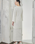 Azalea Lace Long Modern Kurung in Off White