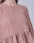 Daisy Tier Top In Dusty Brown