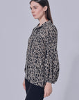Lesti Printed Collar Blouse in Grey