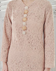 Azalea Lace Long Modern Kurung in Rose Gold