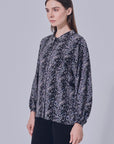 Dini Printed Collar Blouse in Black