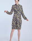 Long Shirt Twisted Knot in Printed Green