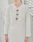 Azalea Lace Long Modern Kurung in Off White