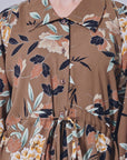Cassy Long Top Printed In Olive Brown