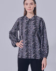 Dini Printed Collar Blouse in Black