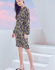 Long Shirt Twisted Knot in Printed Green