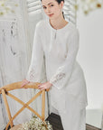 Janna Long Modern Kurung in Off White