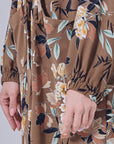Cassy Long Top Printed In Olive Brown