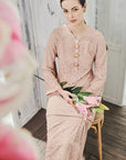 Azalea Lace Long Modern Kurung in Rose Gold