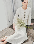 Azalea Lace Long Modern Kurung in Off White