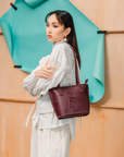Kendra Mini Tote Bag in Dark Maroon
