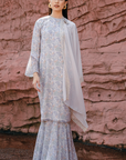 Aliana Long Kurung Summeraya 2026 in Floral White