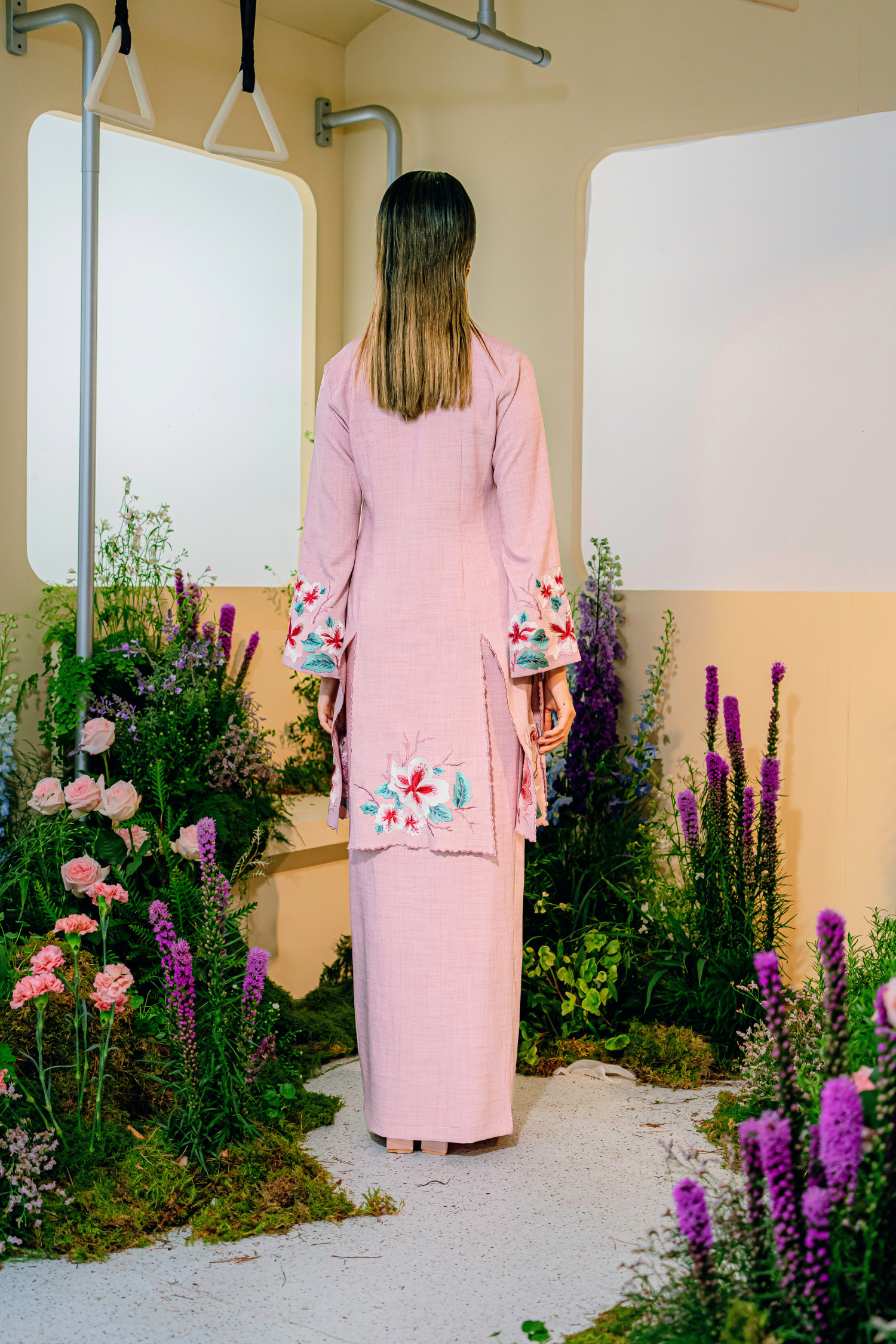 Senandung Long Modern Kurung  Summeraya 2025 in Blush Pink