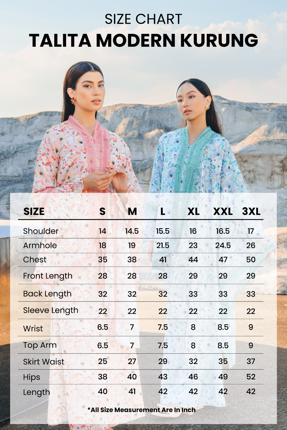 Talita Modern Kurung Summeraya 2026 in Sky Blue