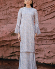 Aliana Long Kurung Summeraya 2026 in Floral White