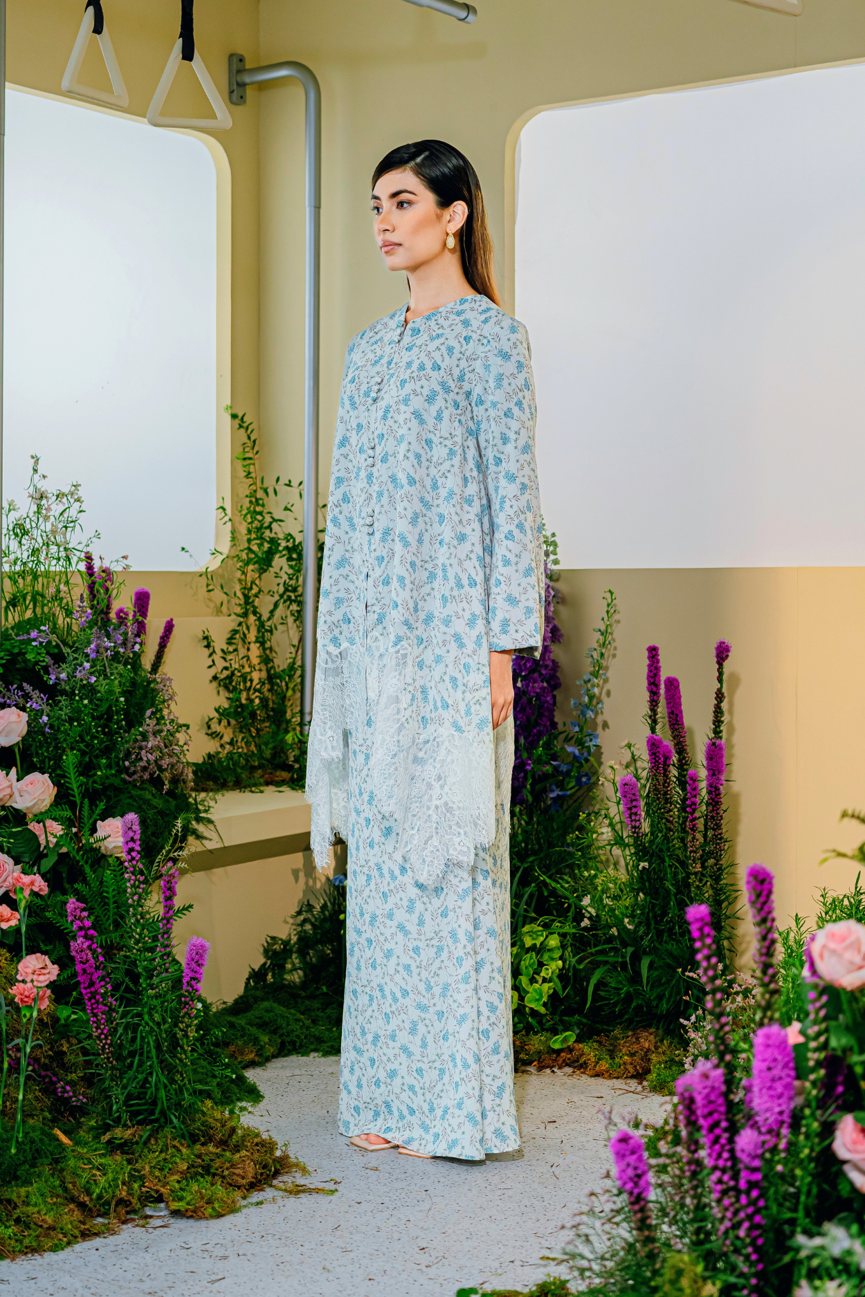 Maya Tunic Modern Kurung Summeraya 2025 in Light Grey