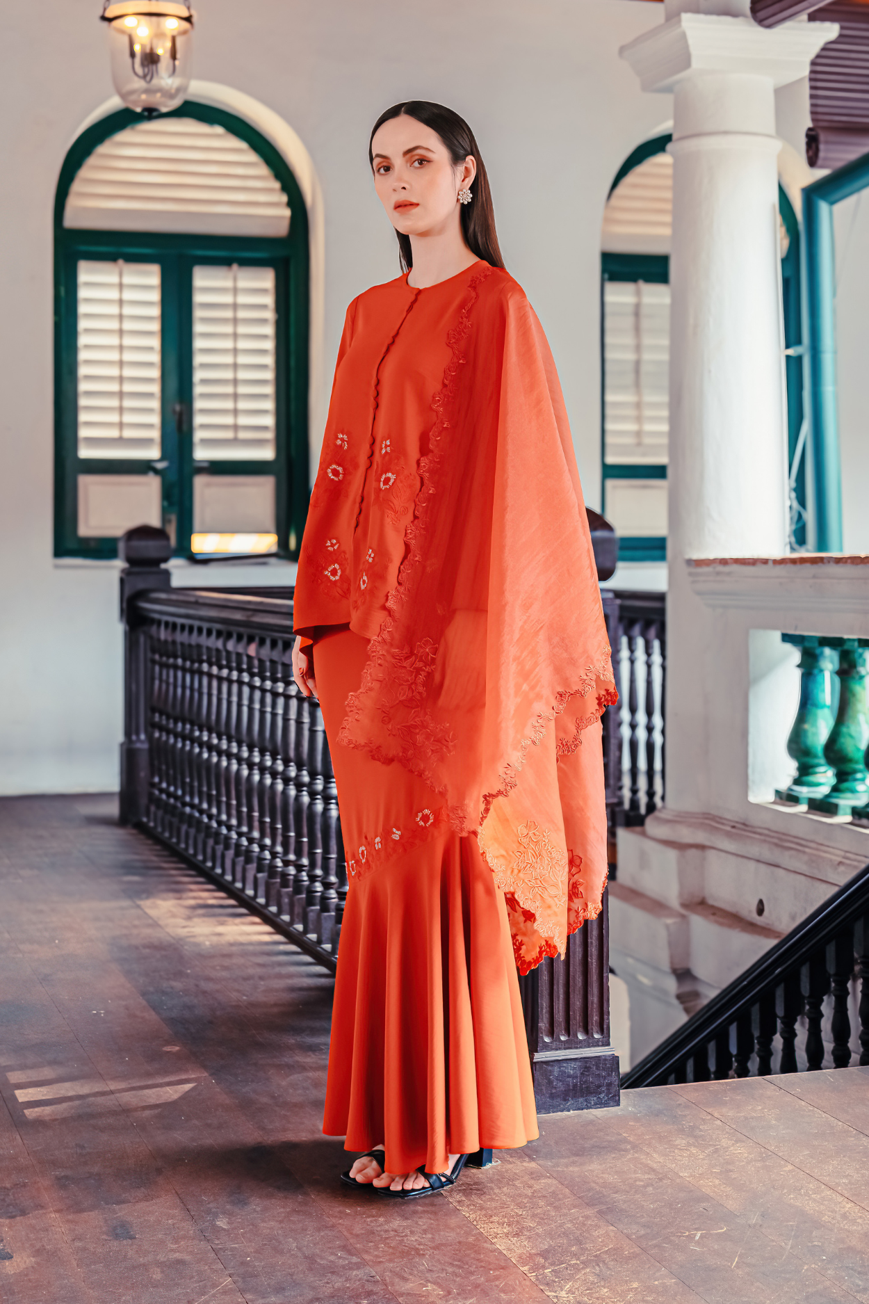 Santun Modern Kurung Summeraya in Brick Orange ( Without Selendang )