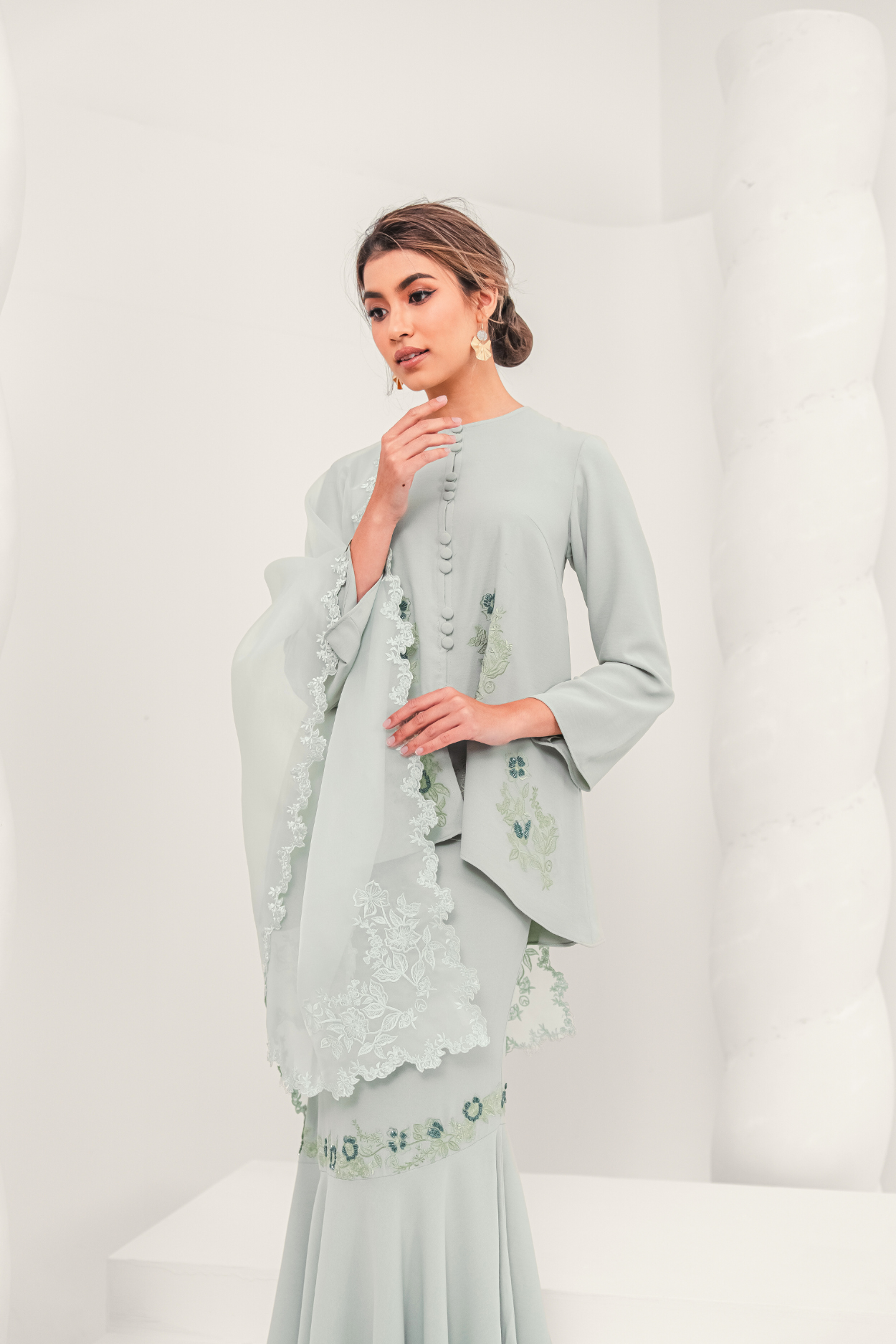 Santun Modern Kurung Summeraya in Mint Green