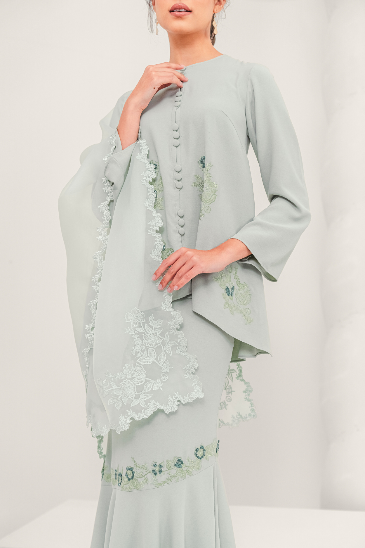 Santun Modern Kurung Summeraya in Mint Green