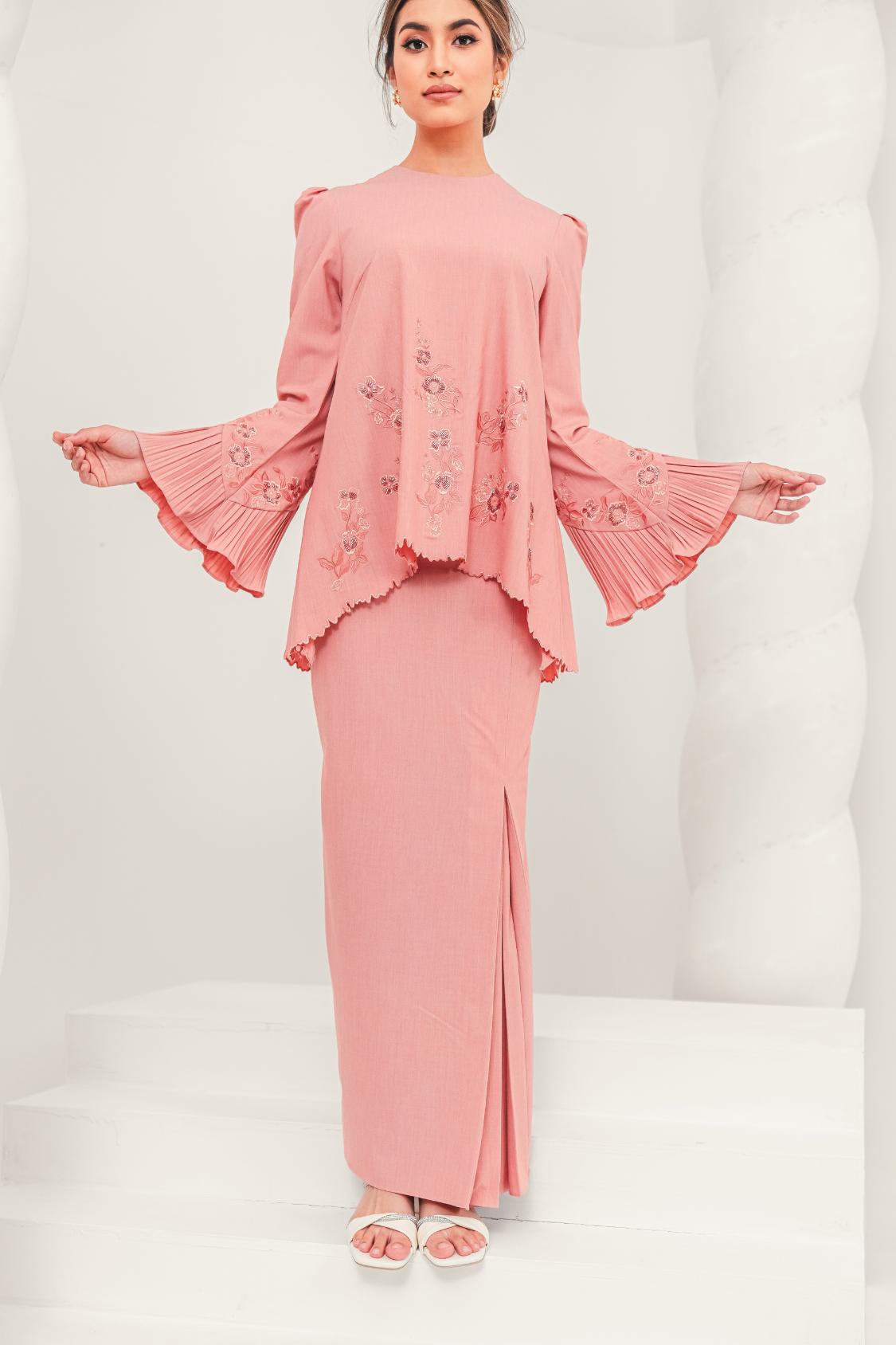 Tenang Modern Kurung Summeraya in Dusty Peach