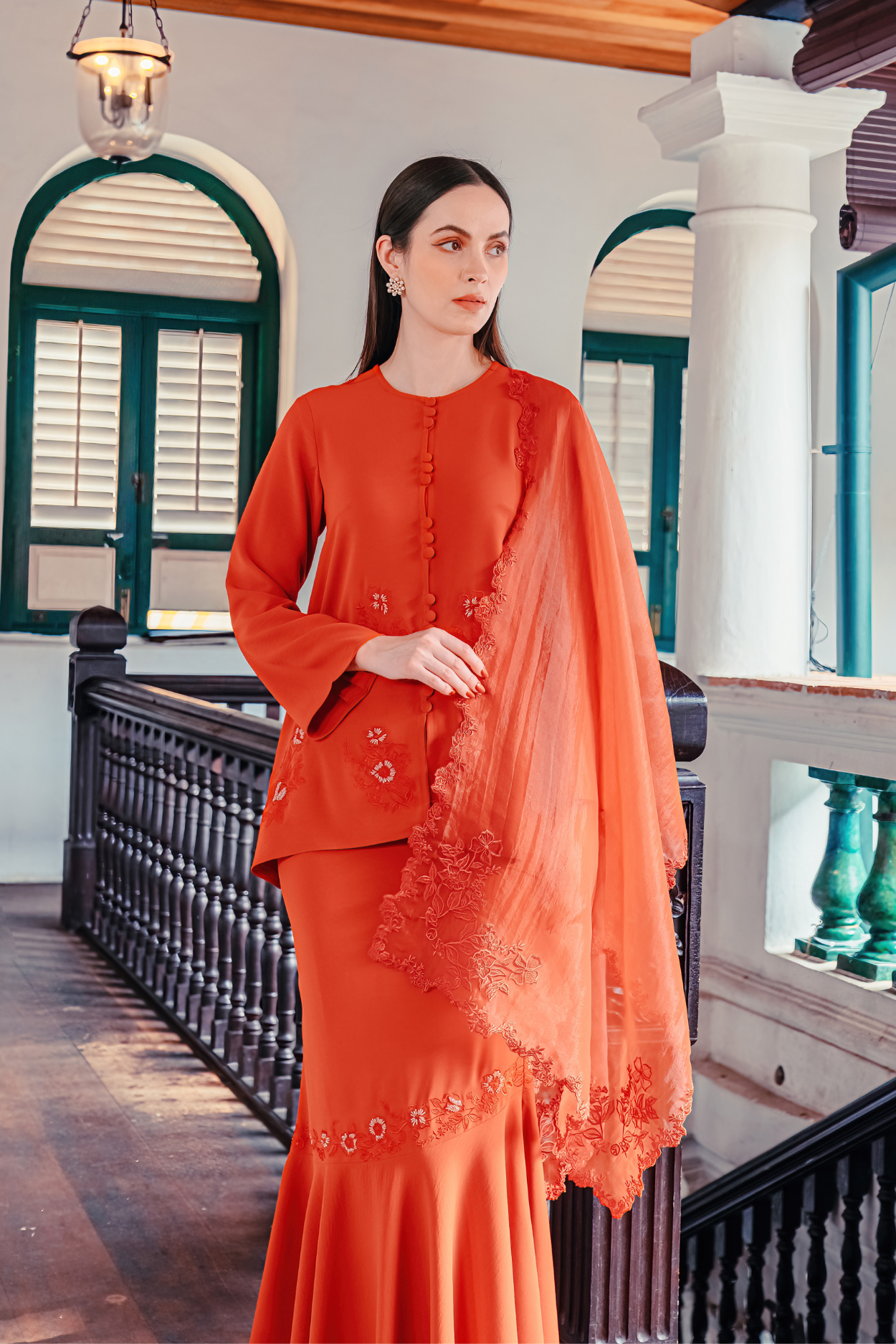 Santun Modern Kurung Summeraya in Brick Orange ( Without Selendang )