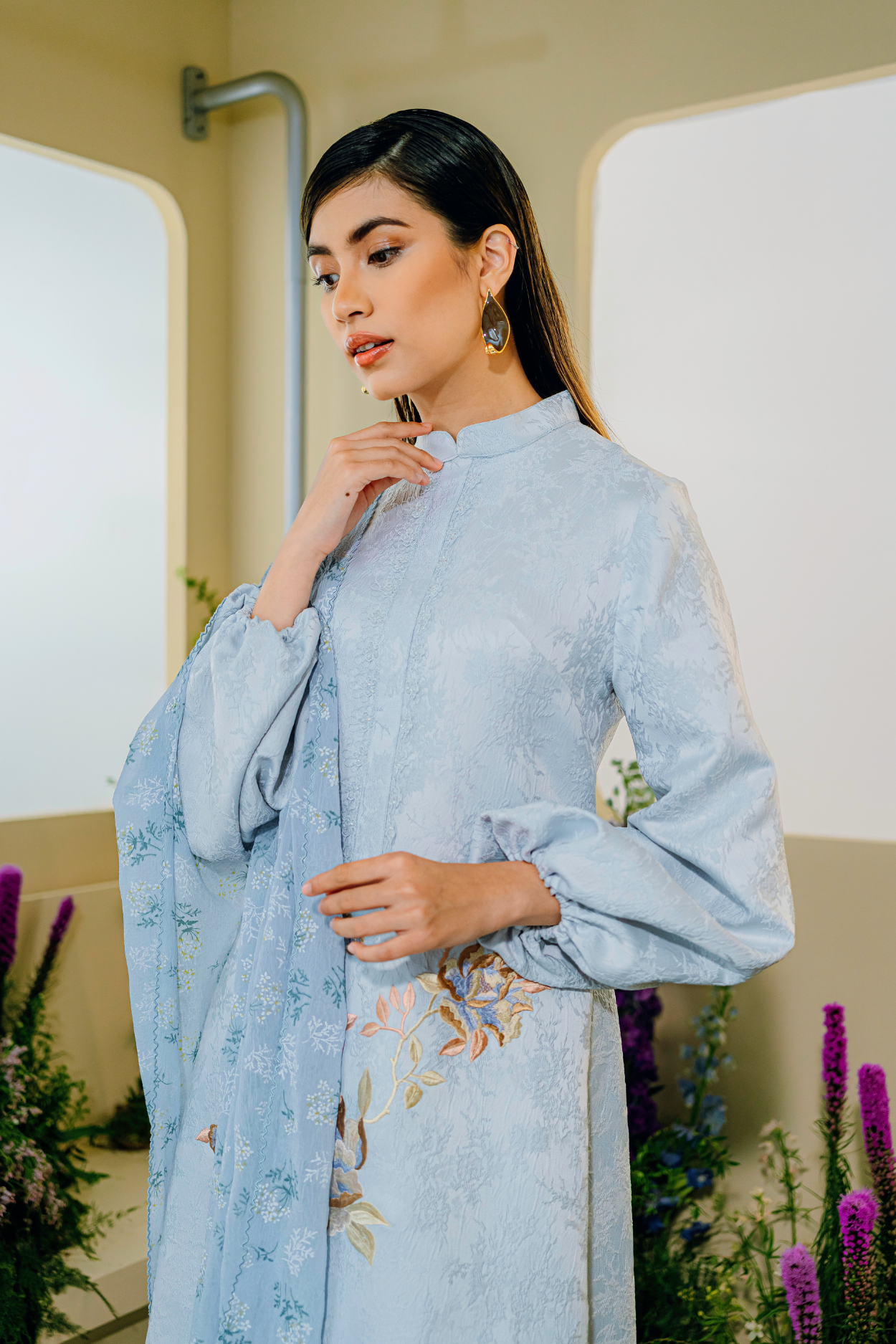 Asmara Long Modern Kurung Summeraya 2025 in Sky Blue