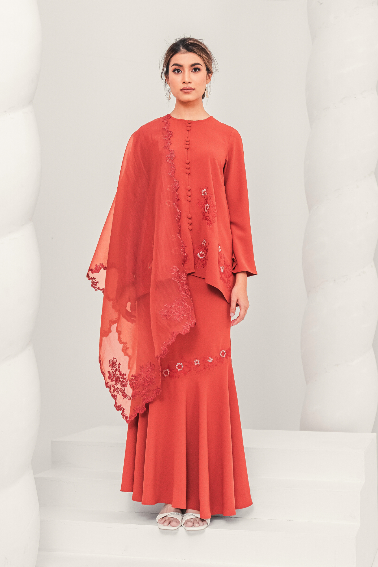 Santun Modern Kurung Summeraya in Brick Orange ( Without Selendang )