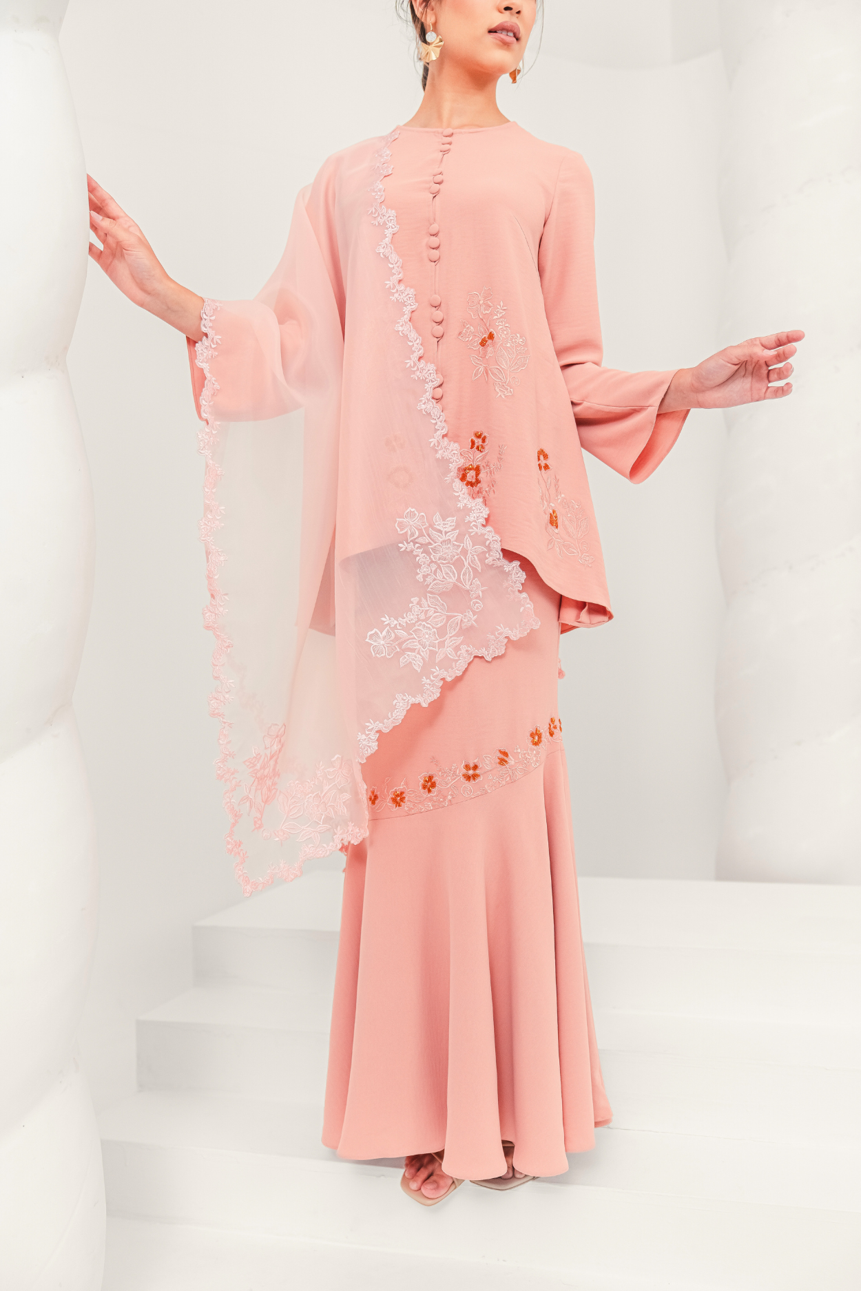 Santun Modern Kurung Summeraya in Peach