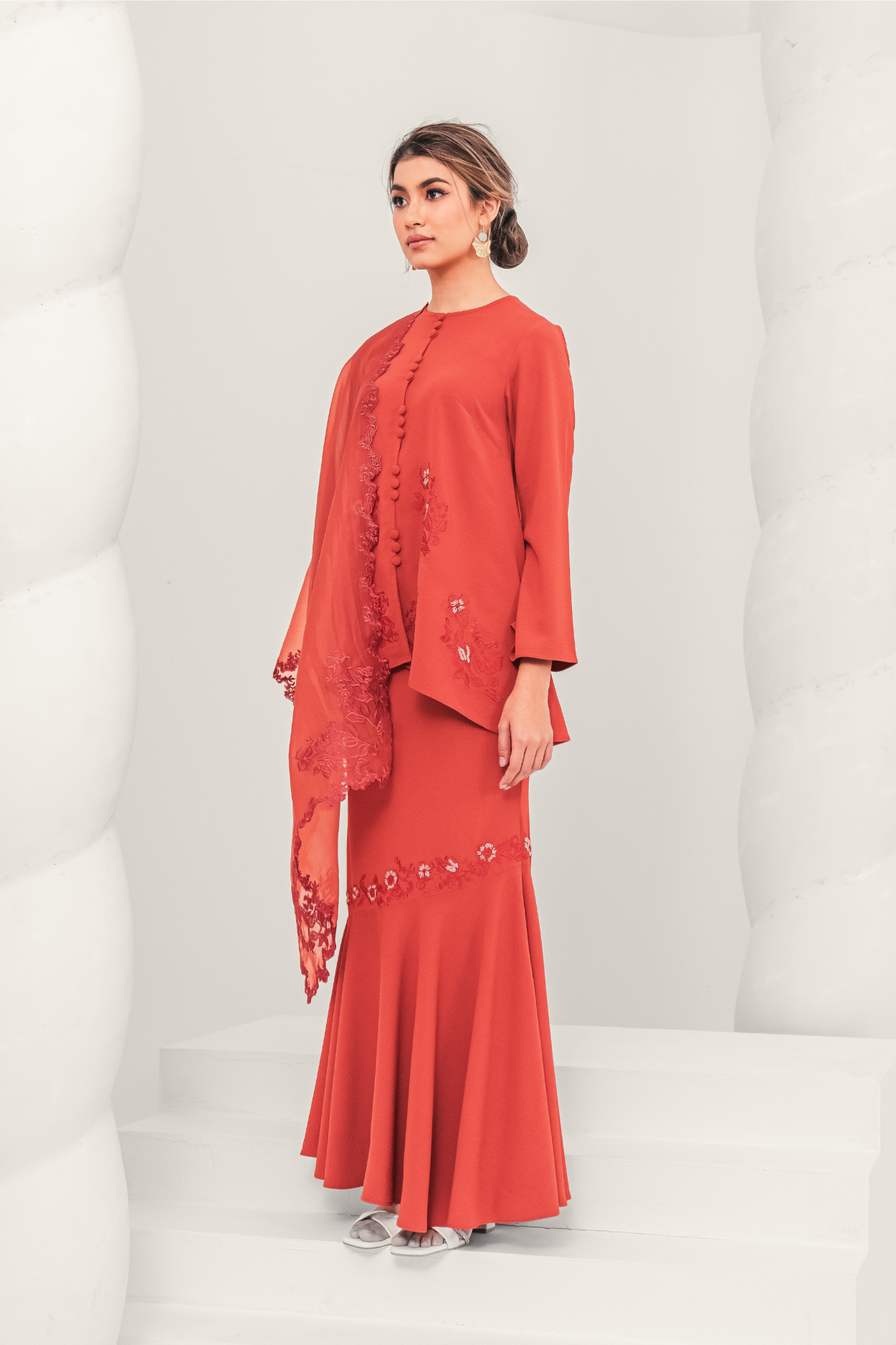 Santun Modern Kurung Summeraya in Brick Orange ( Without Selendang )
