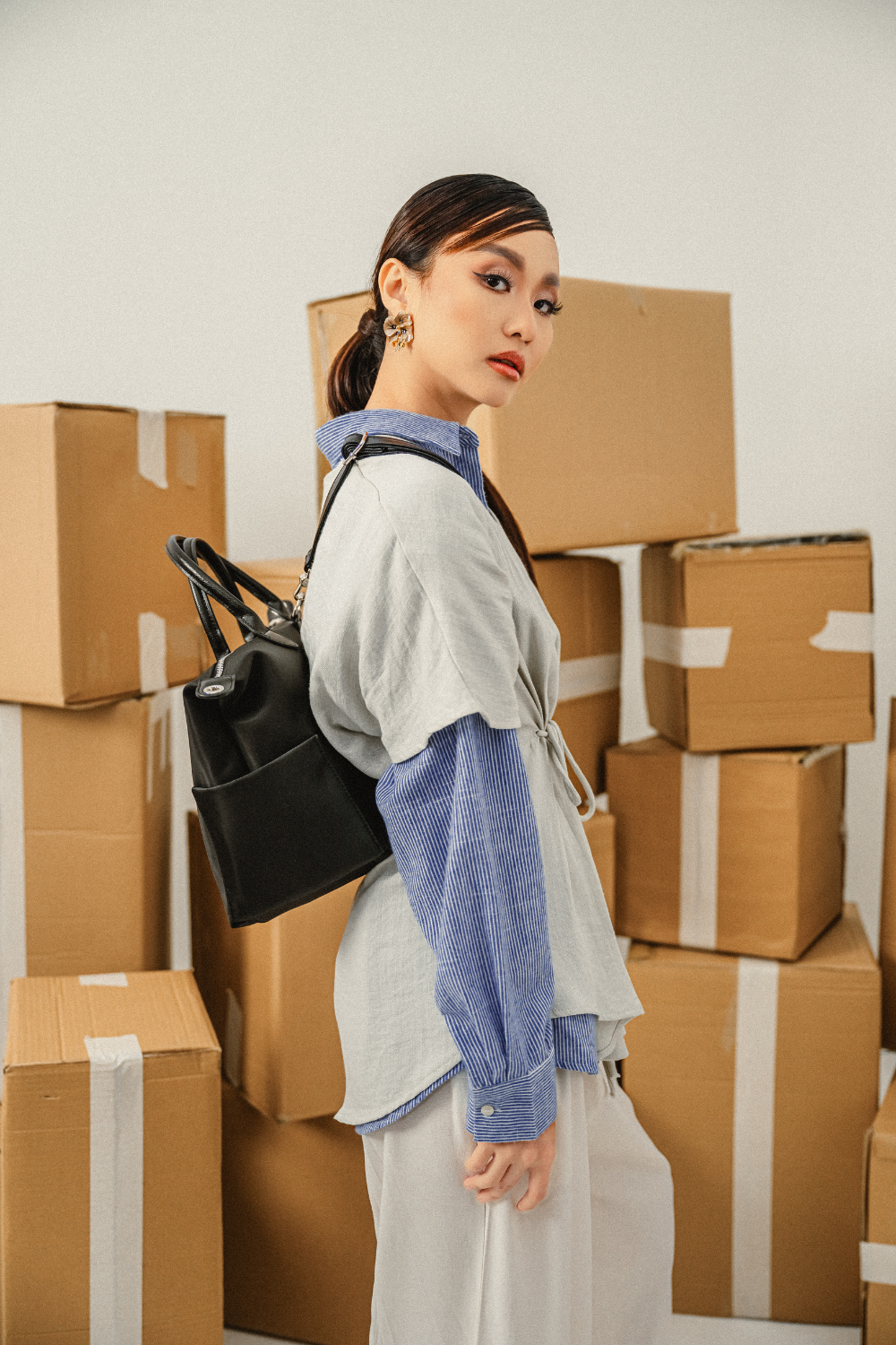 Nomi Nylon Tote Bag in Black