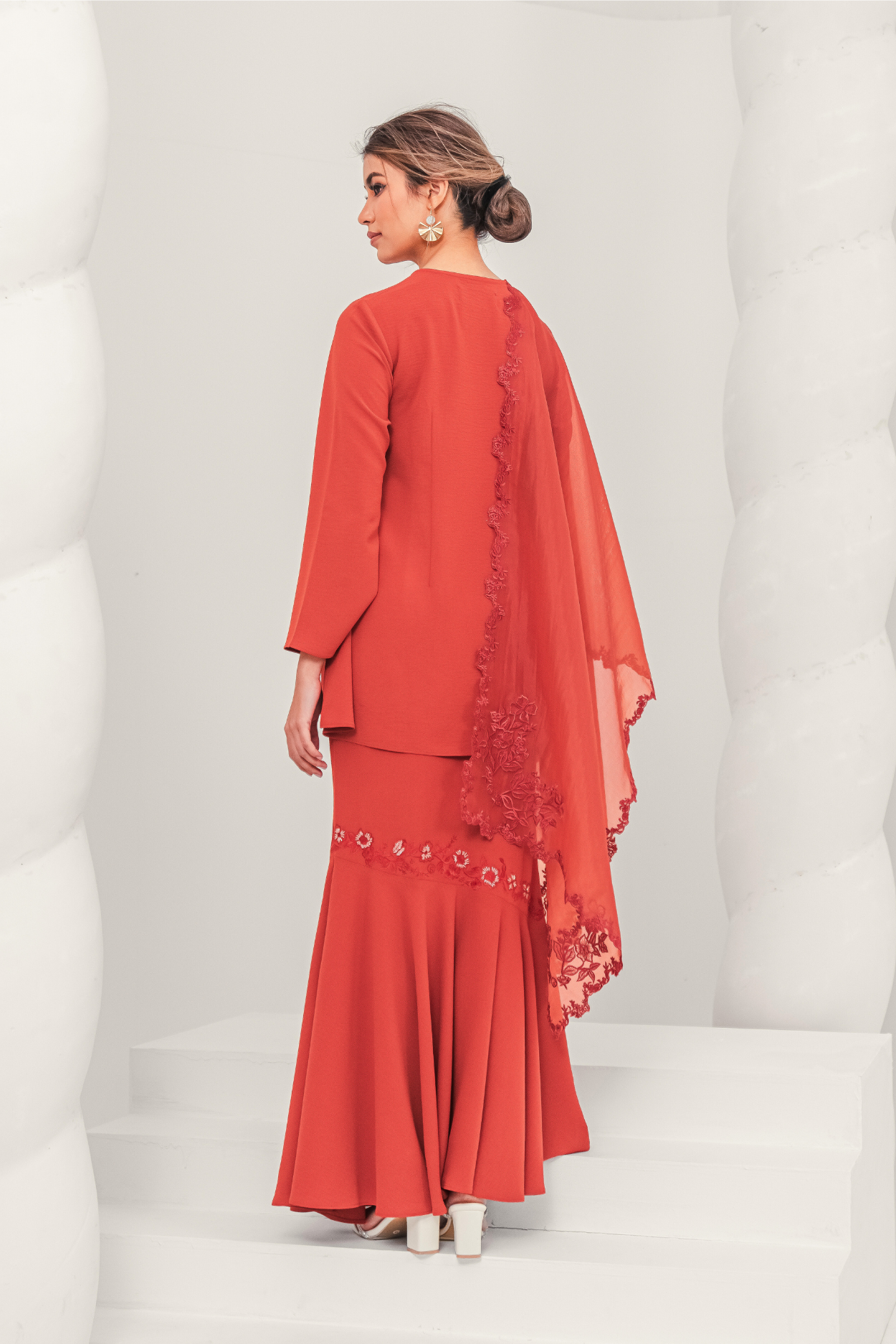 Santun Modern Kurung Summeraya in Brick Orange ( Without Selendang )