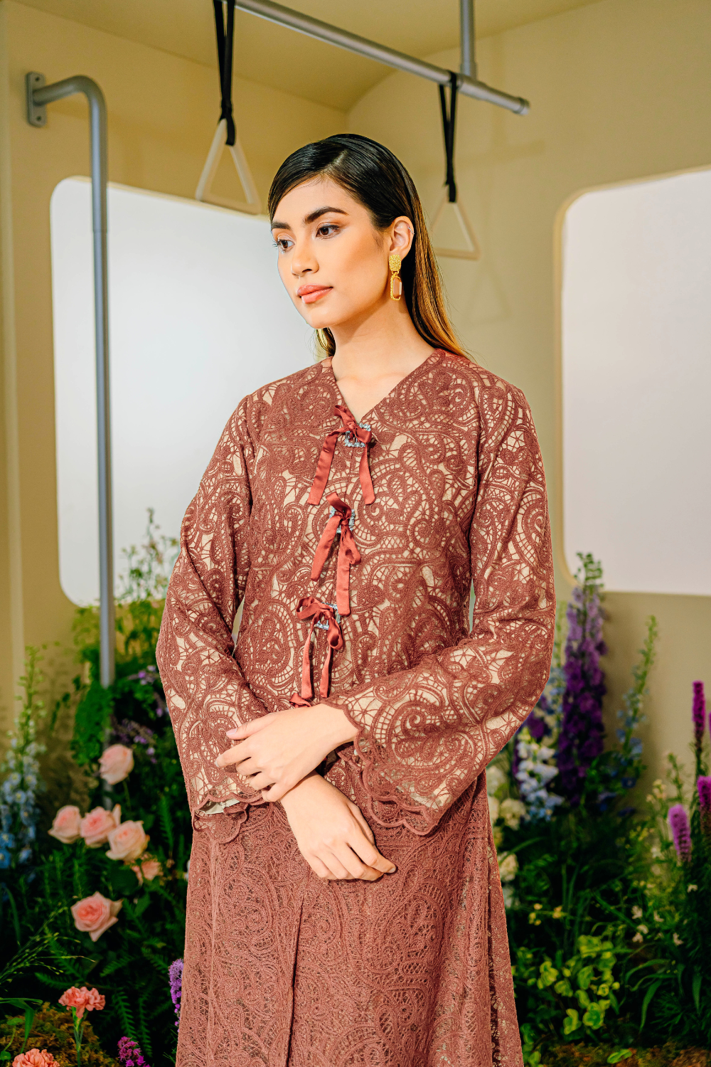 Whulan Long Kebaya Summeraya 2025 in Dark Teracotta