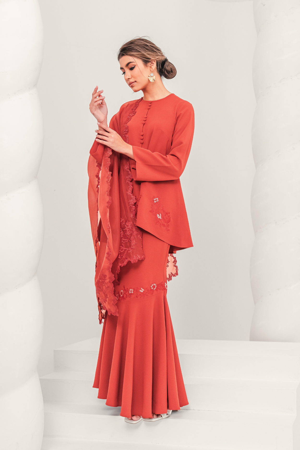 Santun Modern Kurung Summeraya in Brick Orange ( Without Selendang )