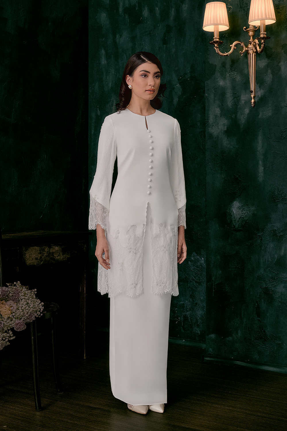 Astari Bridal Long Kebaya in Off White