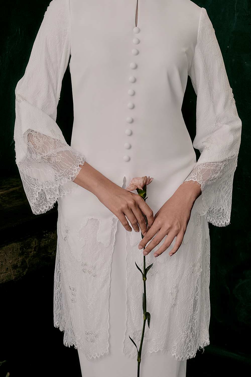 Astari Bridal Long Kebaya in Off White