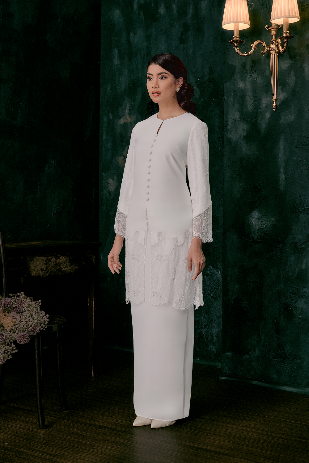 Astari Bridal Long Kebaya in Off White