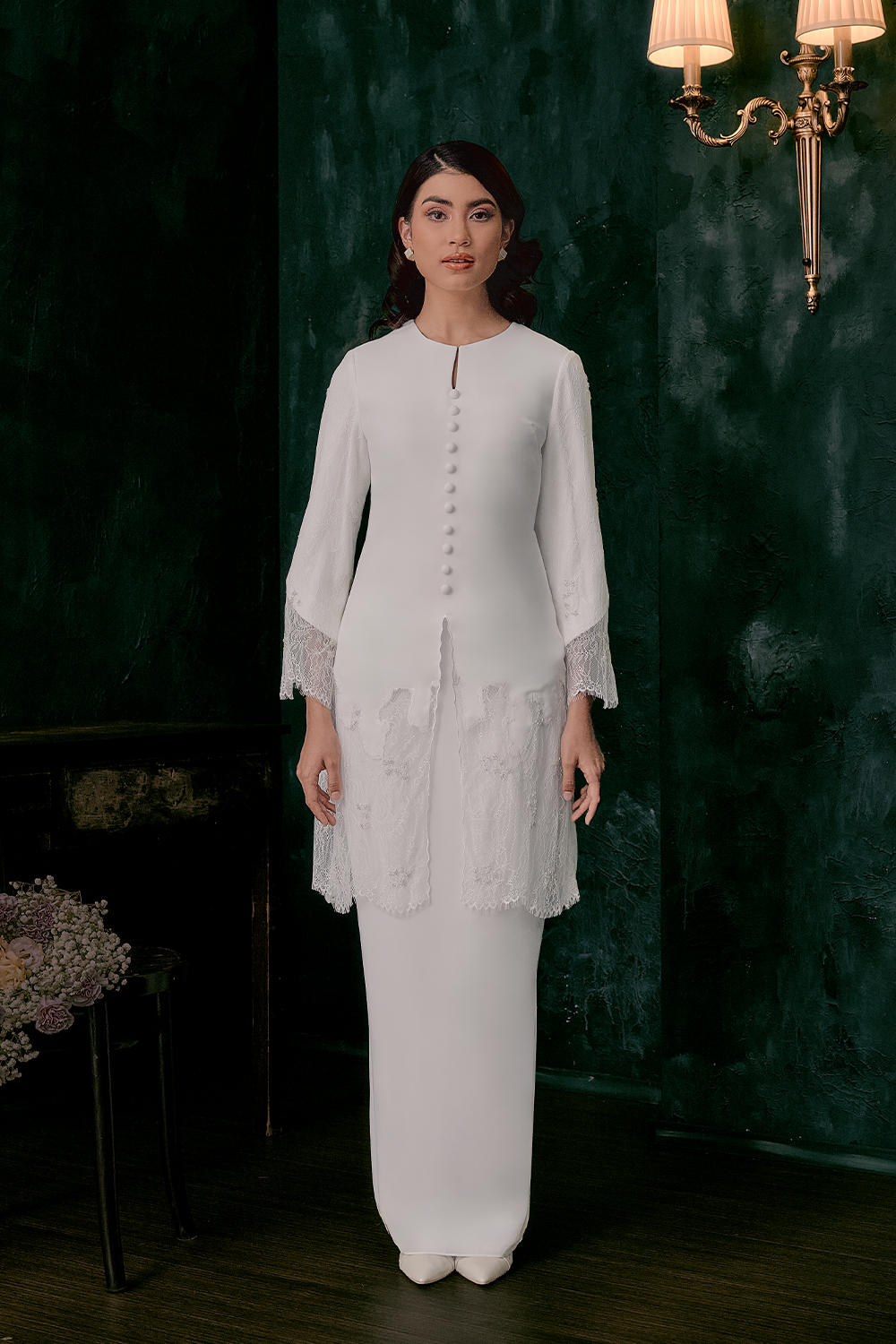 Astari Bridal Long Kebaya in Off White