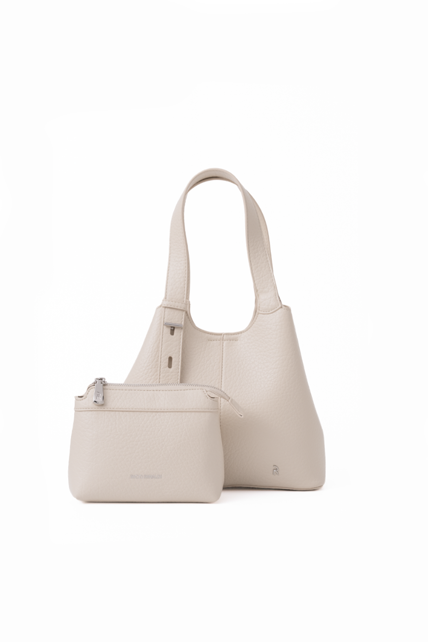 Norri women's shoulder bag with detachable pouch in Beige