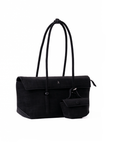 Rico Rinaldi Mendy Black East-West shoulder bag, structured women's work handbag with zip closure, spacious interior and detachable mini pouch