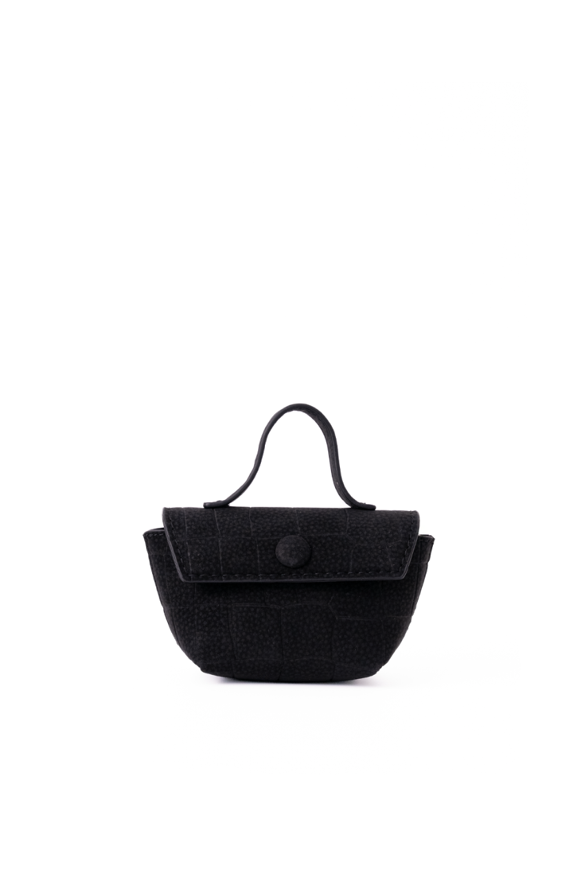 Detachable mini pouch from Rico Rinaldi Mendy shoulder bag in Black, crocodile embossed vegan leather pouch for coins, keys and earphones
